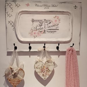 Lot de 3 grands crochets muraux décoratifs en fonte style shabby chic rustique doré ferme métal charme de la campagne française grands crochets de