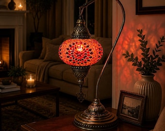 Turkish Mosaic Table Light | Handmade Boho Decor lamp | Stained Glass