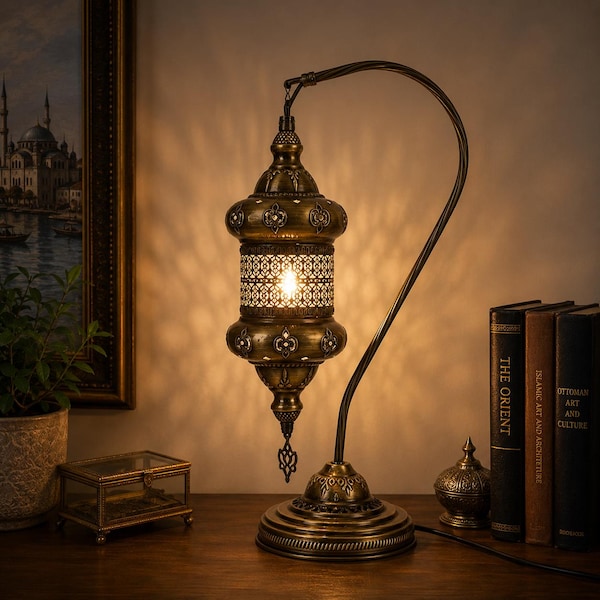 Authentic Turkish  Table Lamp | Moroccan Style Desk Light |  Unique Boho Home Decor