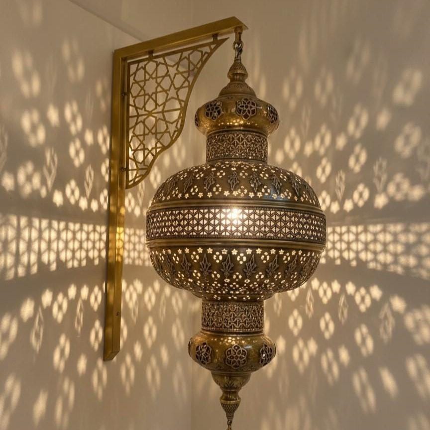 Handmade Moroccan Wall Sconce: Engraved Metal Turkish Lamp - Etsy