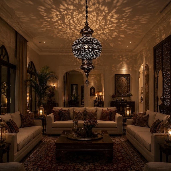 Large Authentic Moroccan Lantern Pendant Light - Hanging Fixture