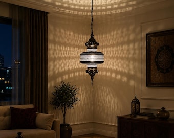 Moroccan Single Hanging Lantern – Handmade Boho Home Decor Light