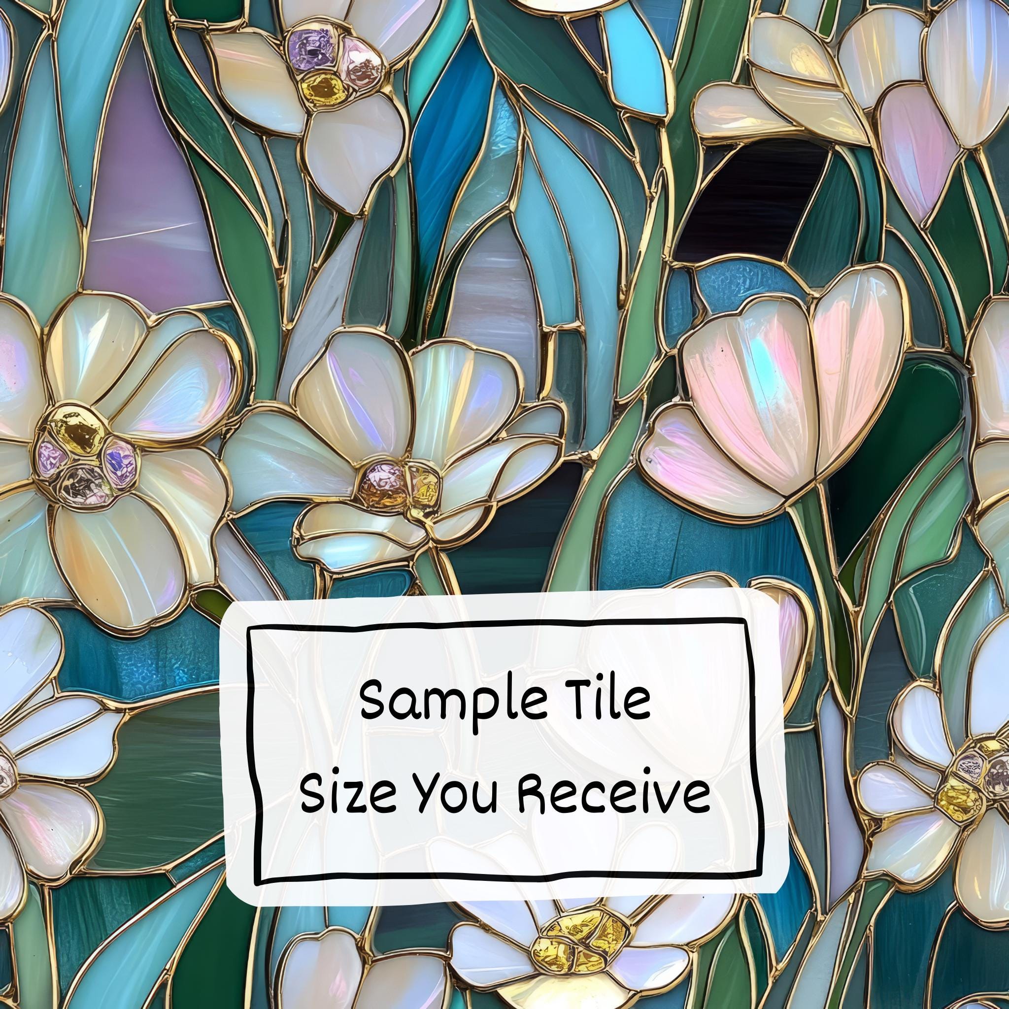 Iridescent Floral Stained Glass Seamless Pattern - JPEG Digital ...