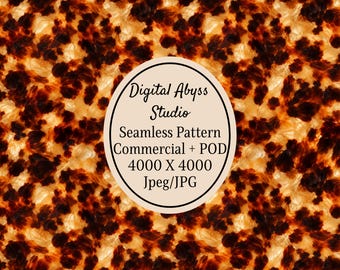 Tortoiseshell Seamless Pattern, Amber Brown Digital Paper, Luxury Marble Texture JPG, Commercial Use POD Download