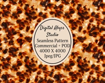 Golden Amber Tortoiseshell Seamless Pattern, Luxury Brown Shell Digital Paper, Commercial Use POD JPG Download