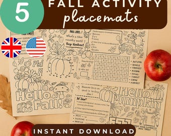 Manteles individuales con actividades de otoño, actividades de otoño para niños (PDF imprimible)