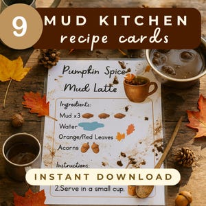 Mud Kitchen Recipe Cards | Loose Parts Play | 9 Montessori Printable Recipes