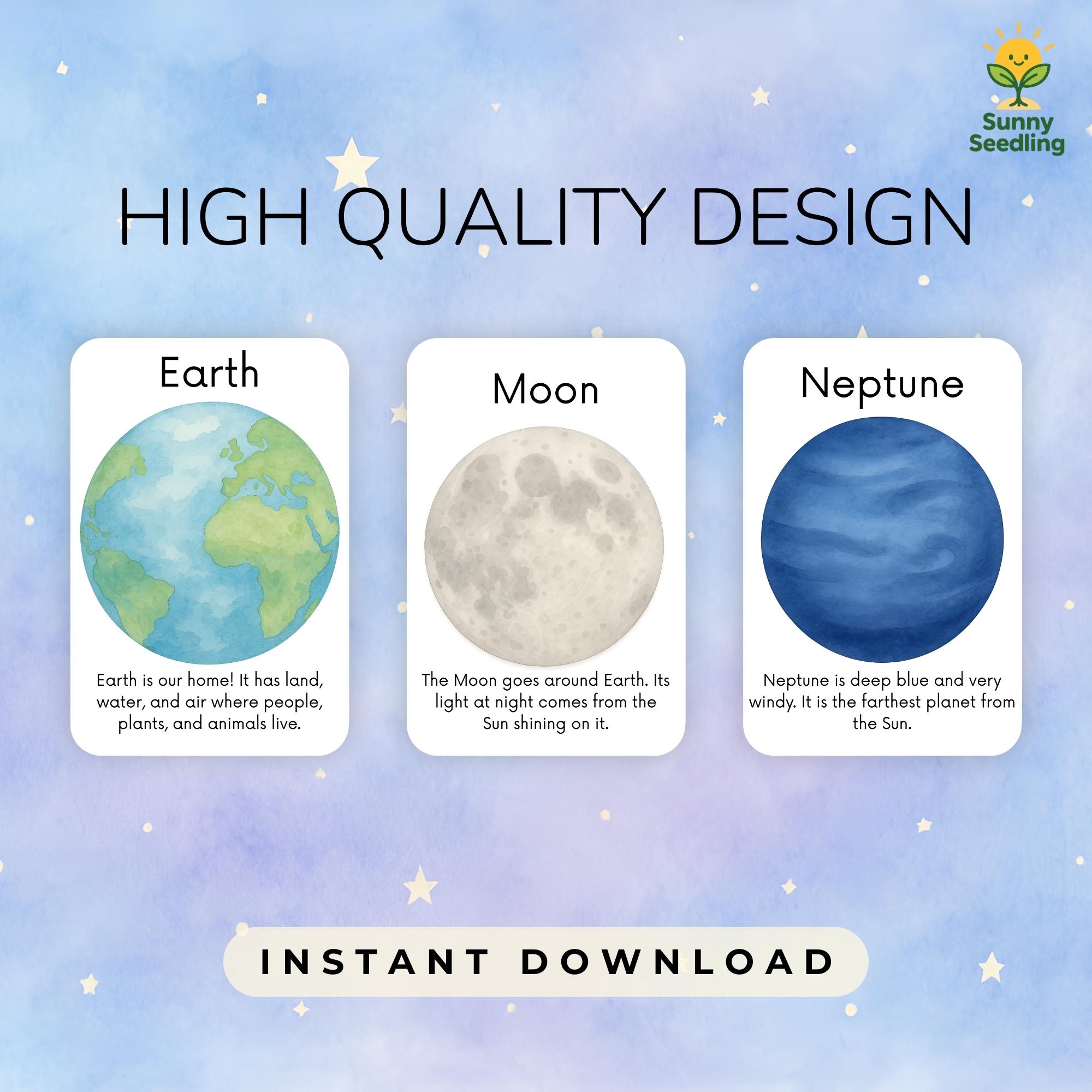 Solar System Printable Planet Flashcards: Space Cards PDF and JPG - Etsy