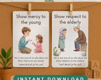 Tarjetas didácticas islámicas para niños musulmanes / Modales y dua imprimibles / Recursos para la educación en casa (PDF, JPG)