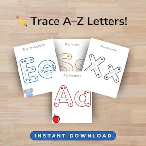Tracing Letters Worksheets | Alphabet Practice A–Z | Preschool & Kindergarten Handwriting Help | Digital Download