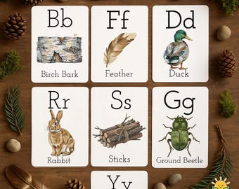 Nature ABC Cards Printable | Educational Flashcards for Toddlers | Homeschool Learning Activities PDF