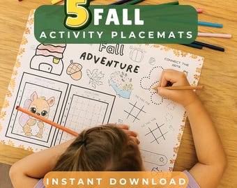 Manteles individuales de otoño: actividades para colorear para niños (PDF imprimible)