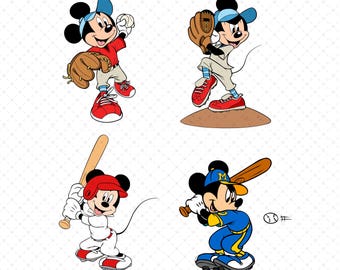 Mickey Mouse Baseball Bundle Clipart, PNG SVG