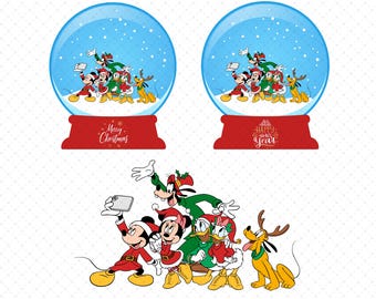 Mickey Mouse & Friends Christmas Snow Globe SVG PNG Bundle