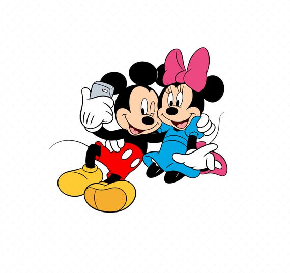 ミニーとミッキーのセルフィー：漫画カップルのPNG SVG、カップルの