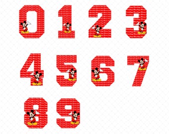 Mickey Birthday Numbers 0-9 PNG SVG Bundle, Resizable