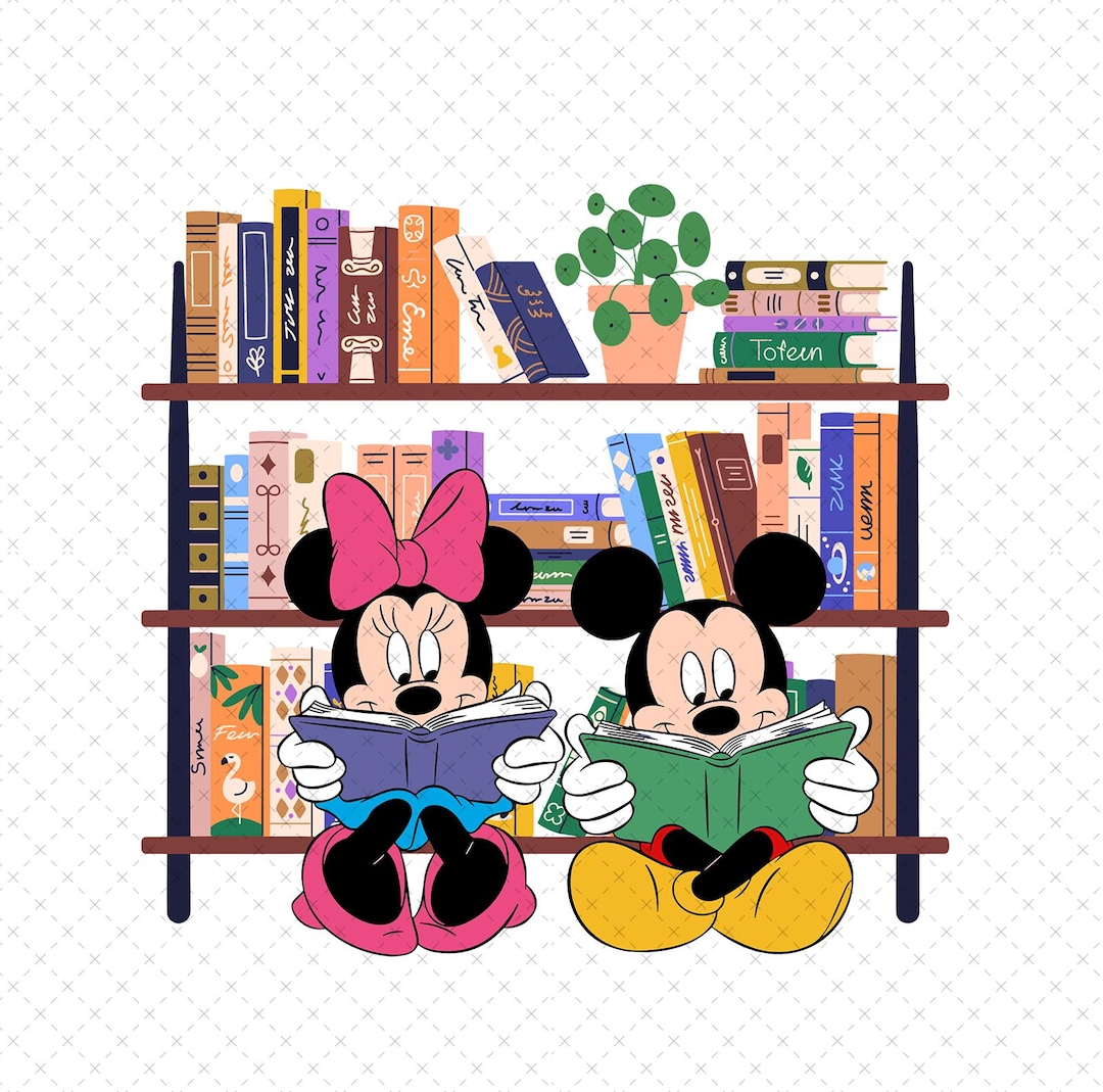 Minnie and Mickey Mouse Reading Books, Valentines PNG SVG - Etsy