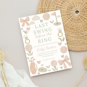 Golf Bridal Shower Invitation: Last Swing Before the Ring, Editable Canva Template (Digital Download