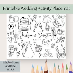 Personalized Wedding Coloring Page, Wedding Activities for Kids, Wedding Activity Sheet, Coloring for Kids, Canva Template, Instant Download