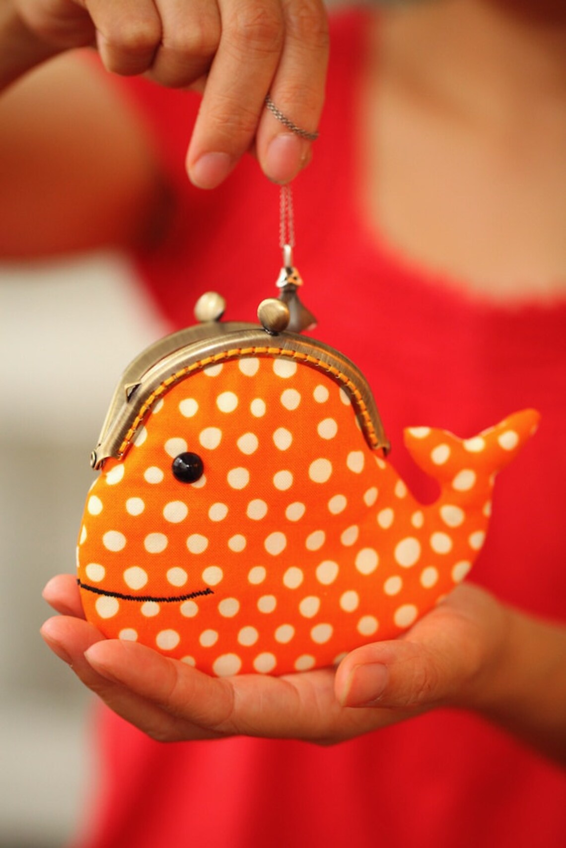 Cute sunset orange whale clutch purse Etsy