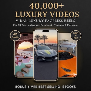 40,000+ Viral Luxury Rich Lifestyle Videos Reels, Cars, Yacht, Plane, Millionaire, TikTok, Instagram, YouTube, Digital Marketing, MRR, PLR