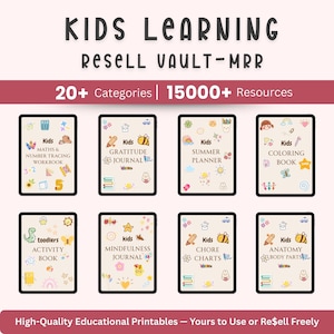 15,000 Kids Learning Activities, MRR Digital Products, Kids Activities Resell Vault, Homeschool & Classroom Worksheets, DFY Worksheets, PLR