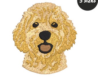 Golden Doodle Dog Face Embroidery Design: Machine Embroidery Pattern (Instant Download)
