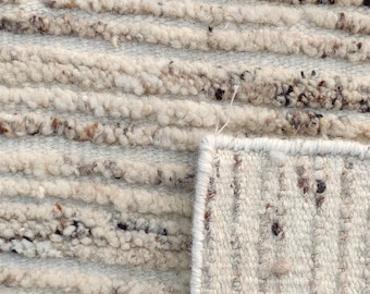 Handgeknüpfter Beni-Ourain-Wollteppich 9x12 | Elfenbeinbeige marokkanischer strukturierter neutraler Teppich