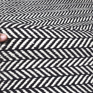 Handwoven Black Ivory Rug 8x10 | Scandinavian Geometric Pattern | Boho Neutral Area Rug | Custom Size image 5