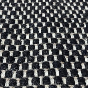 Black Ivory Wool Rug 8x10 | Handwoven Flatweave Checkered | Boho Scandinavian Style | Custom Size