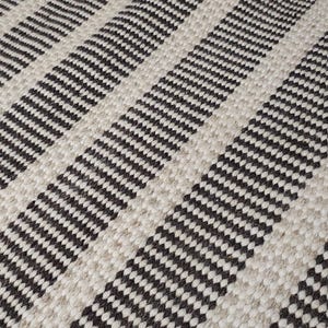 Handwoven flatweave wool rug | brown beige stripe rug | Scandinavian boho design | custom size.