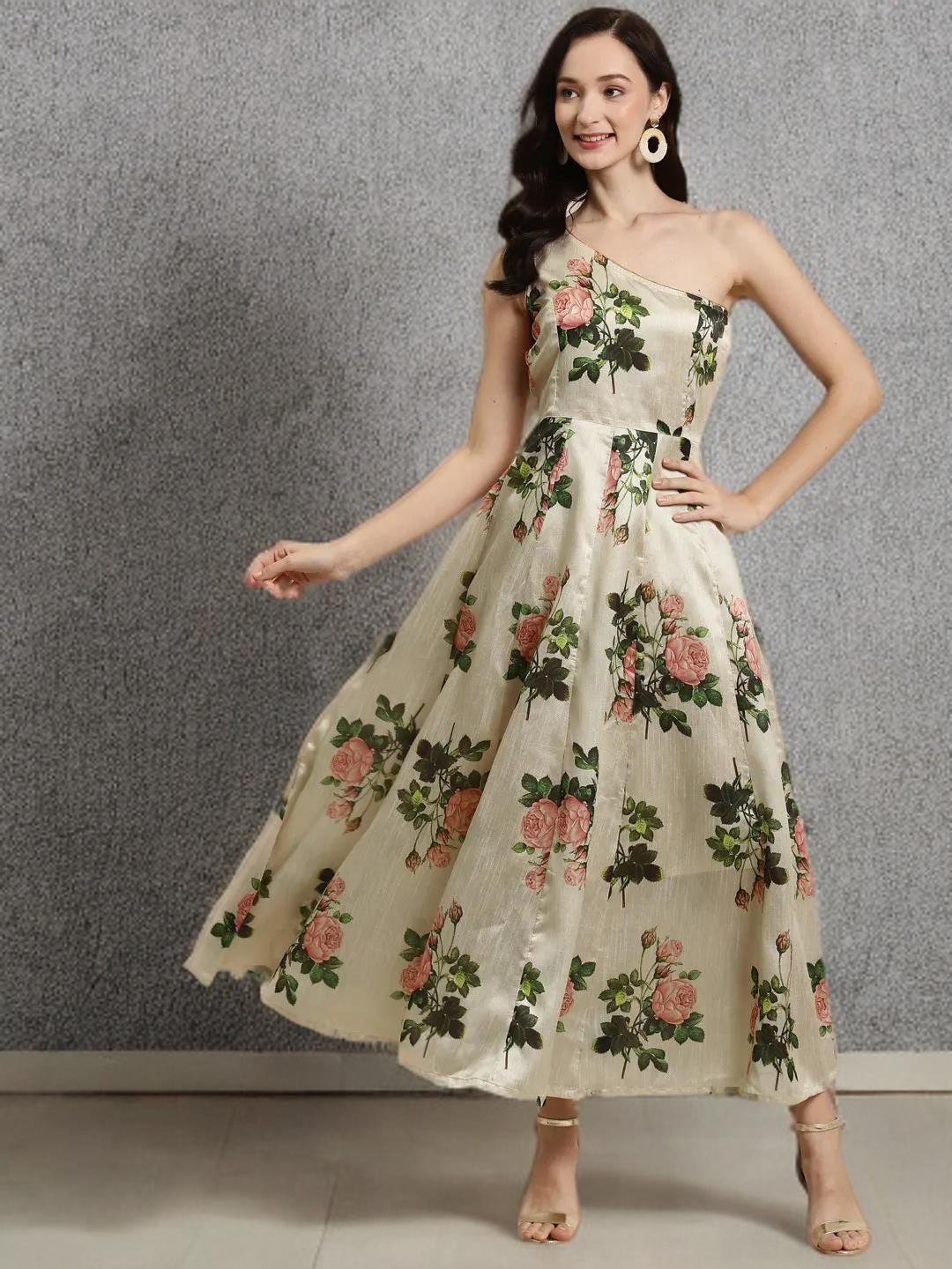 Floral One Shoulder Dress - Etsy Floral One Shoulder Dress - Etsy
