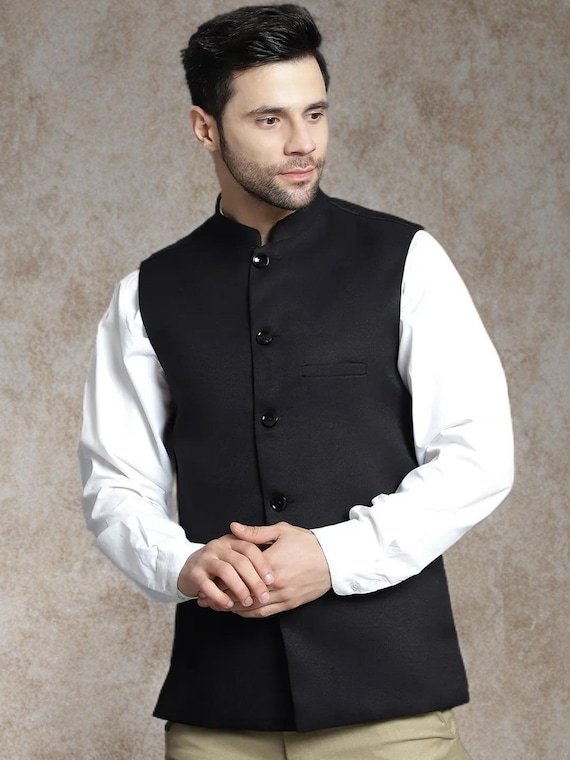 Handmade Cotton Blend Nehru Jacket: Mandarin Collar Indian Ethnic Vest for Men - Etsy Handmade Cotton Blend Nehru Jacket: Mandarin Collar Indian Ethnic Vest for Men - Etsy
