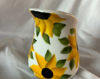 Small pitcher with hand painted sunflowers