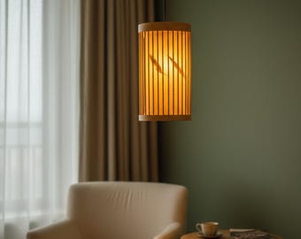 Handmade Bamboo Pendant Lamp | Boho Rattan Lampshade