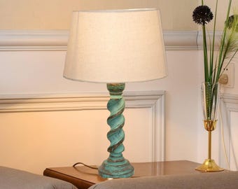 Solid Wood Table Lamp – Handmade Nightstand Light, Minimalist Desk Lamp, Natural Wooden Home Lighting