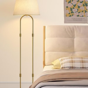 Lámpara de pie de latón antiguo: elegante lámpara de pie para salón o dormitorio, iluminación vintage moderna y atemporal.