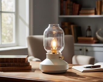 Dimbar antracit bordslampa – Modern sänglampa, minimalistisk glaslampa, industriell nattduksbordsbelysning