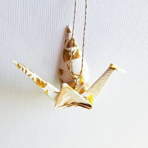 12 GOLD Pattern Small Origami Peace Crane Ornaments image 2