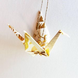 12 GOLD Pattern Small Origami Peace Crane Ornaments image 1
