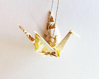 12 GOLD Pattern Small Origami Peace Crane Ornaments