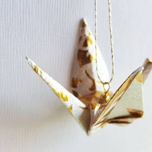 12 GOLD Pattern Small Origami Peace Crane Ornaments image 3