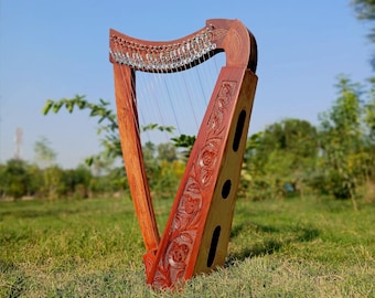 22 Strings Solid Rosewood Lyre Harp - Irish Traditional Folk Harp With Free Nylon Strings and Carry Case