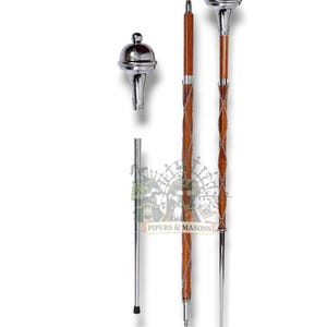 Drum Major Mace Plain Head Stick Chrome Plated Head With Chrome Ball Head Top Mace Band Marching Major Mace 3 Parts Stick With Free Case