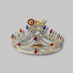 Héroïnes de Jéricho HOJ couronne maçonnique ton doré 12 points HOJ matrone couronne strass décorée couronne ajustable avec étui gratuit