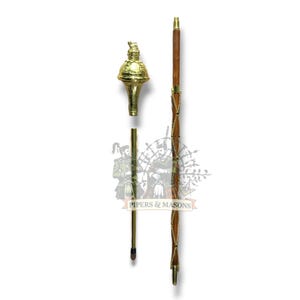Drum Major Mace Stave & Stick Embossed Golden Head With Golden Lion and Crown Head Top Mace 3 Parts Malacca Cane Shaft Mace With Free Case