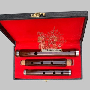 Handmade Irish D Flute - Natural Finishing Rosewood Flute - 3 Parts Brown Wood Flute With Hard Flute Carry Case