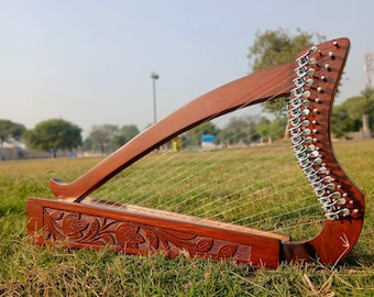 19 Nylon Strings Rosewood Lever Lyre Harp - Handcrafted Lyra Harp With Case & Free Strings