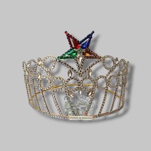 Associate Order Of Eastern Star OES Grand Matron Crown Freemason Masonic OES Matron Crown Rhinestones Crown Adjustable Crown With Free Case