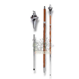Drum Major Mace Plain Chrome Head Stick Flat Head Mace With Lion & Crown Head Top Band Marching 3 Parts Major Mace With Free Soft Case